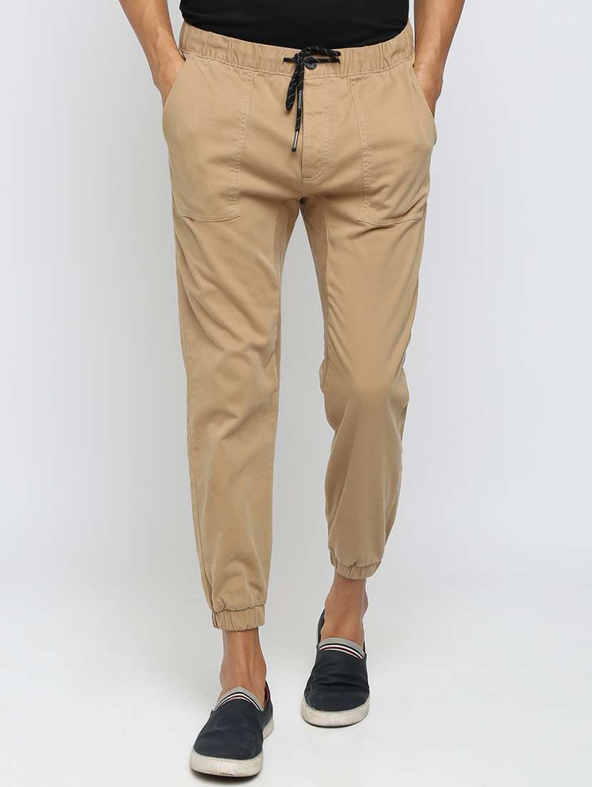 brown solid jogger