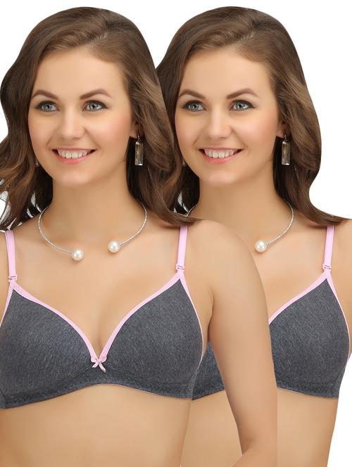 set of 2 contrast bow patch bra - 16337650 - Standard Image - 0