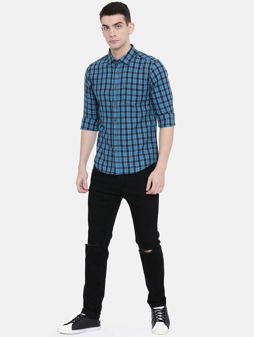 blue checkered casual shirt - 16337757 - Standard Image - 3