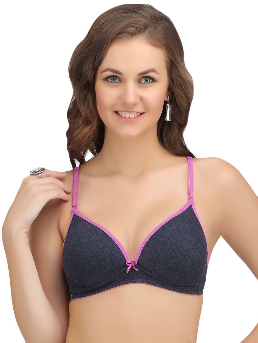bow patch contrast detail t-shirt bra 
