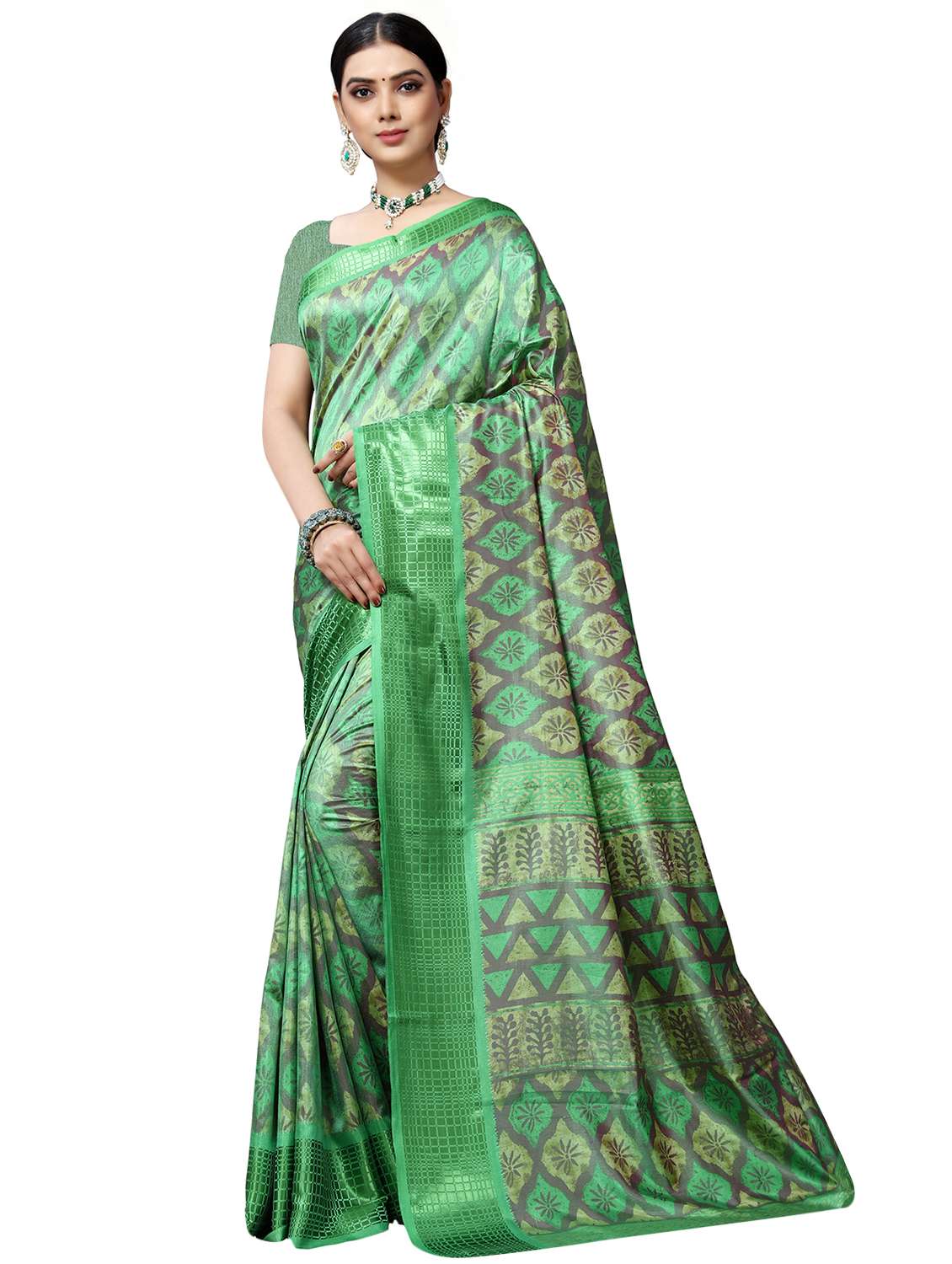 batik printed saree with blouse
