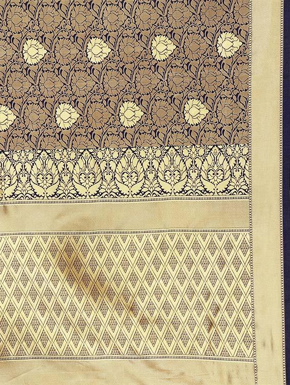 floral zari motif banarasi saree with blouse - 16339358 - Standard Image - 3