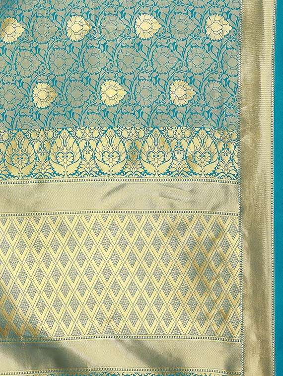 floral zari motif banarasi saree with blouse - 16339361 - Standard Image - 3