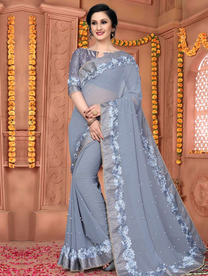 Buy online Pearl Embellished Saree With Blouse from ethnic wear for Women  by Shubh Sanidhya for ₹1799 at 67% off | 2025 Limeroad.com
