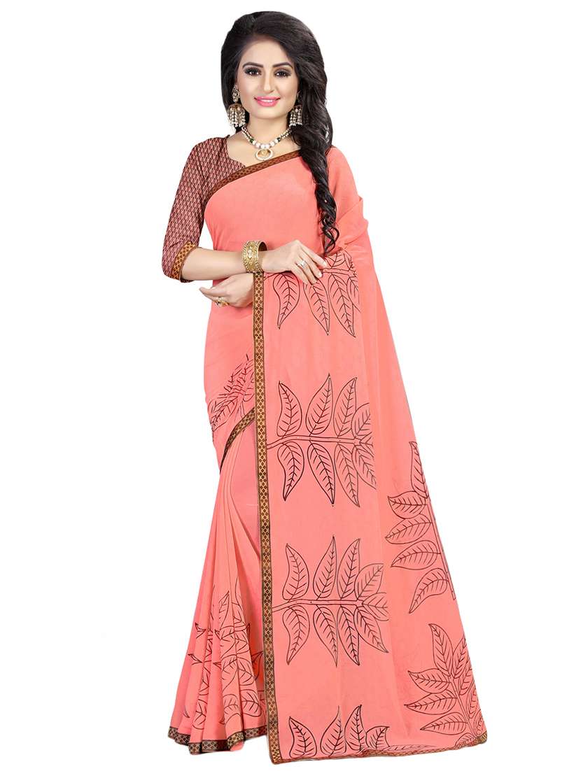 printed floral saree with blouse