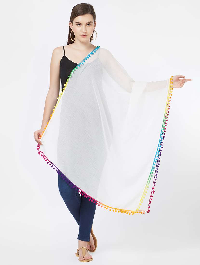 women's white stole - 16340894 -  Zoom Image - 0