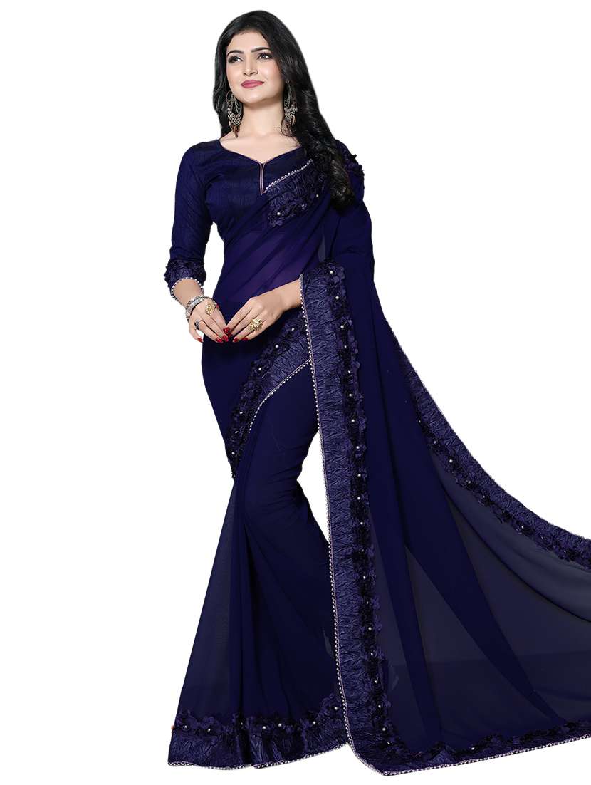 floral ribbon border saree with blouse