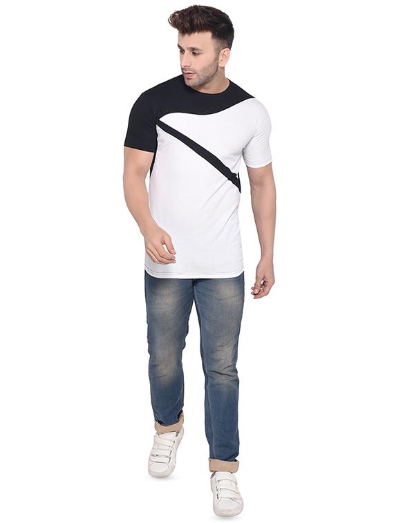 white color block t-shirt - 16341779 - Standard Image - 3