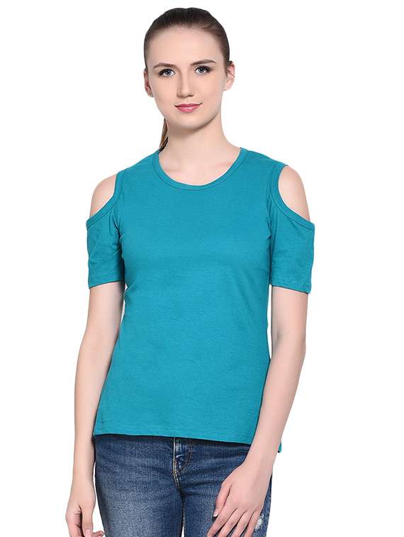 cold shoulder solid tee