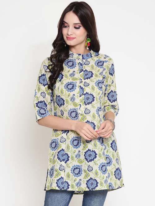 mandarin neck button detail tunic - 16342740 -  Standard Image - 0