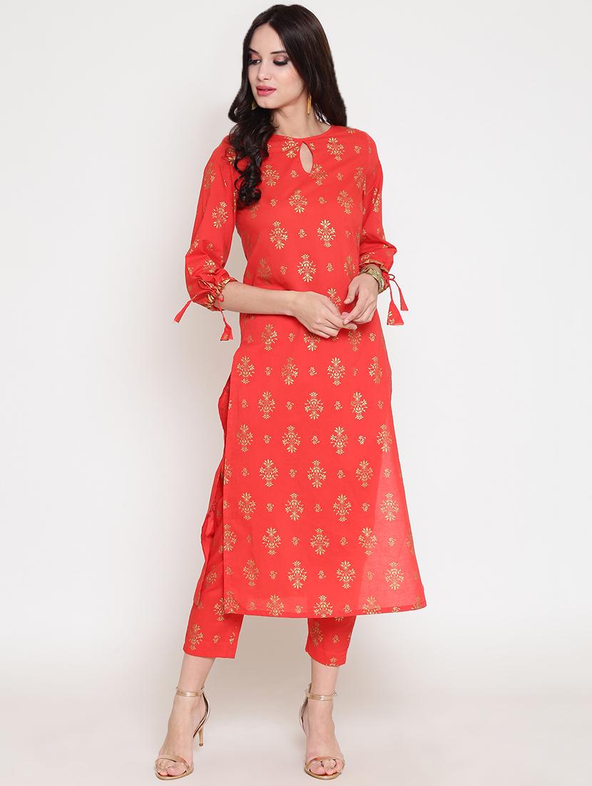foil print kurta palazzo set - 16342774 - Zoom Image - 0