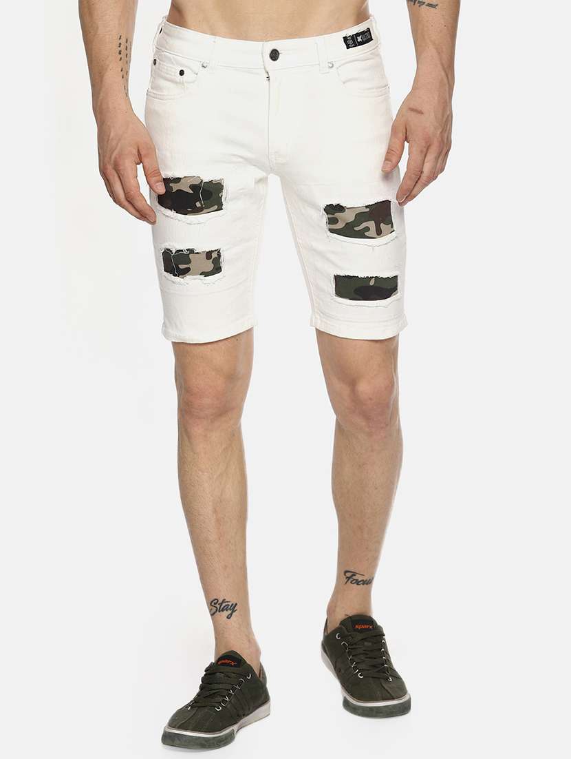 white camouflage patched shorts   - 16345294 -  Zoom Image - 0