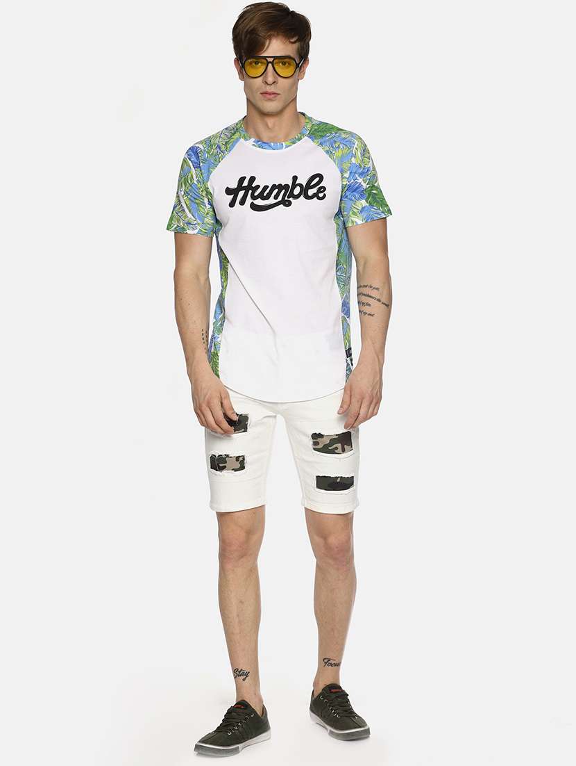 white camouflage patched shorts - 16345294 - Standard Image - 3