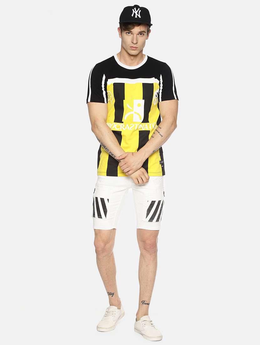 white striped patched shorts - 16345295 - Standard Image - 3