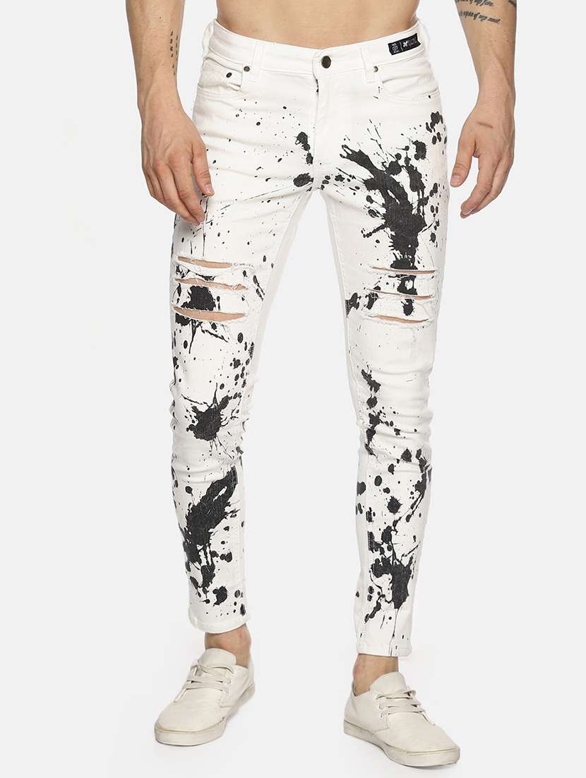 white printed distressed jeans - 16345305 -  Zoom Image - 0