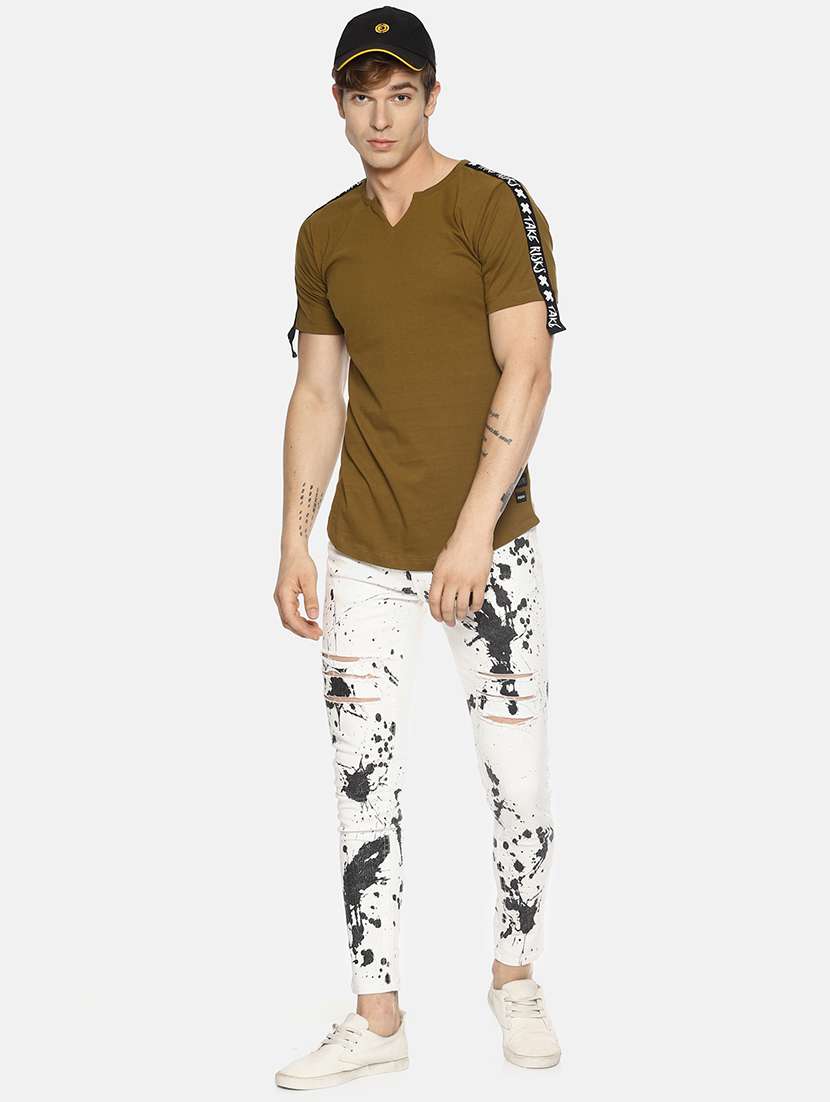 white printed distressed jeans - 16345305 - Standard Image - 3