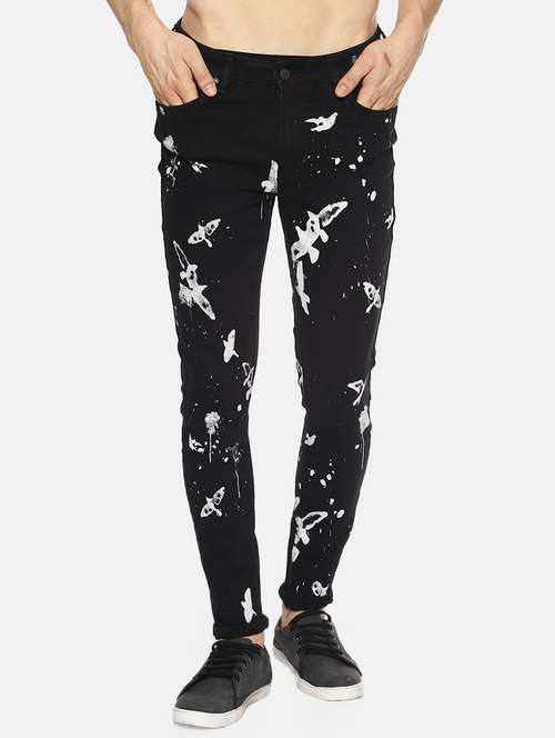 mens slim fit printed jeans - 16345306 - Standard Image - 0