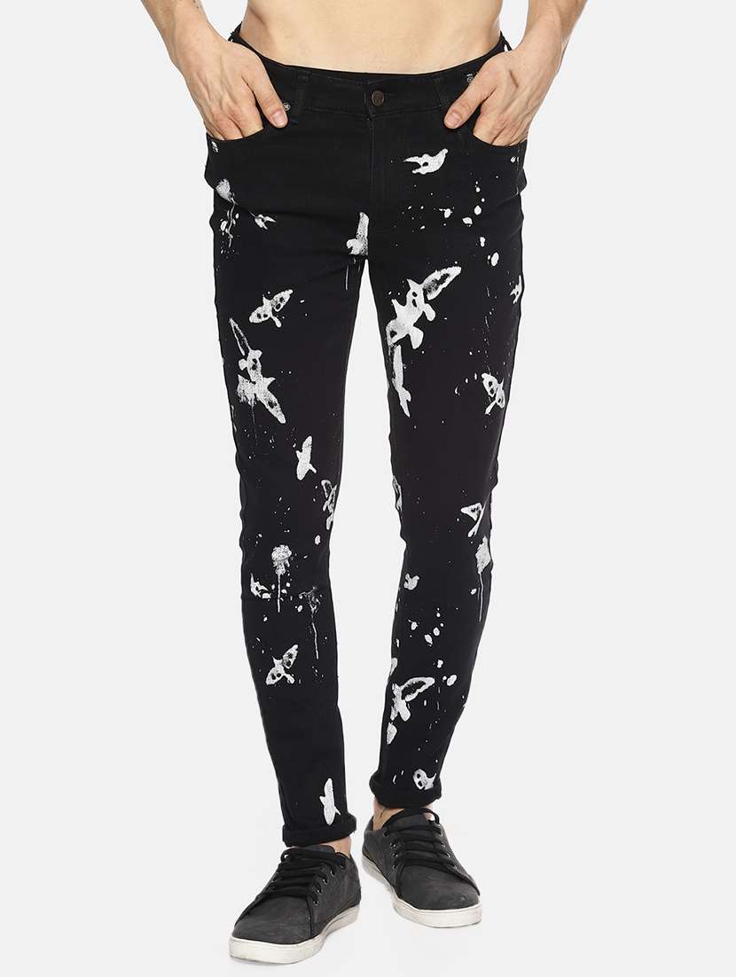 mens slim fit printed jeans - 16345306 - Zoom Image - 0
