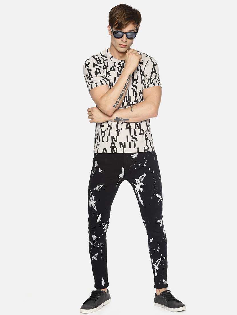mens slim fit printed jeans - 16345306 - Standard Image - 3