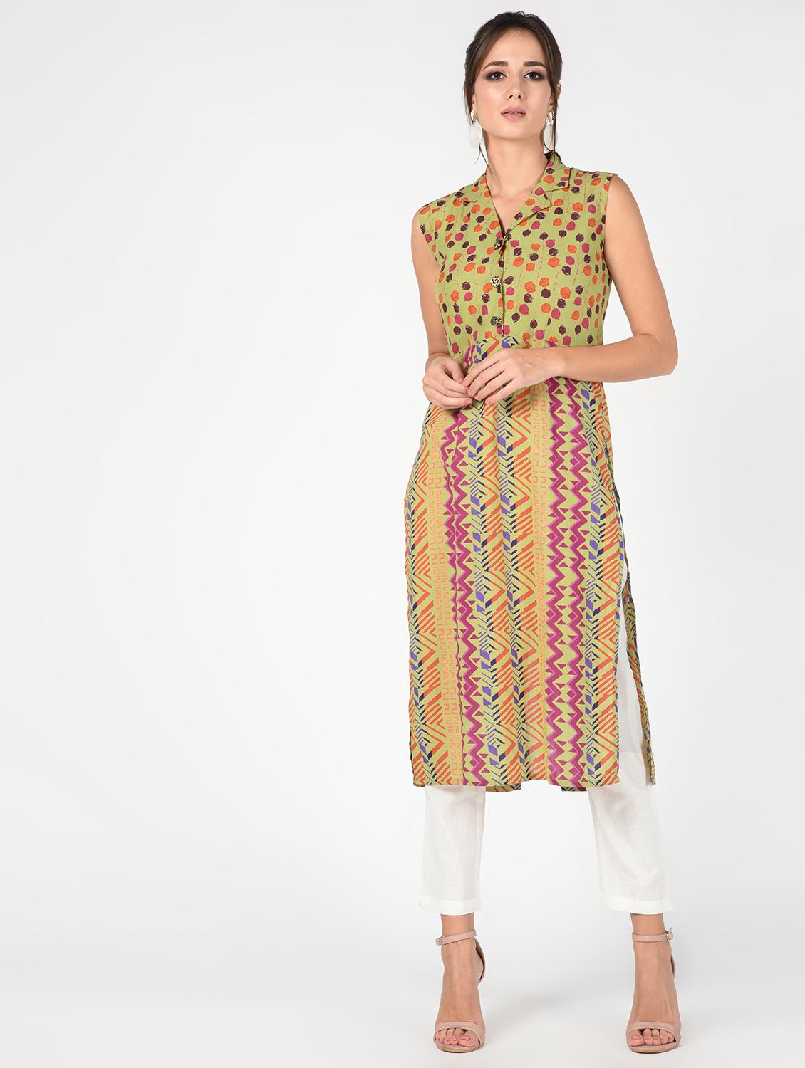 printed straight kurta pant set - 16346401 - Zoom Image - 0