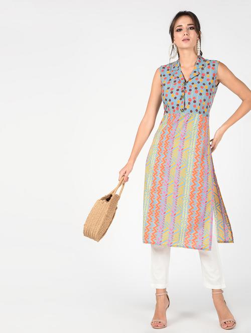 printed straight kurta pant set - 16346402 - Standard Image - 0