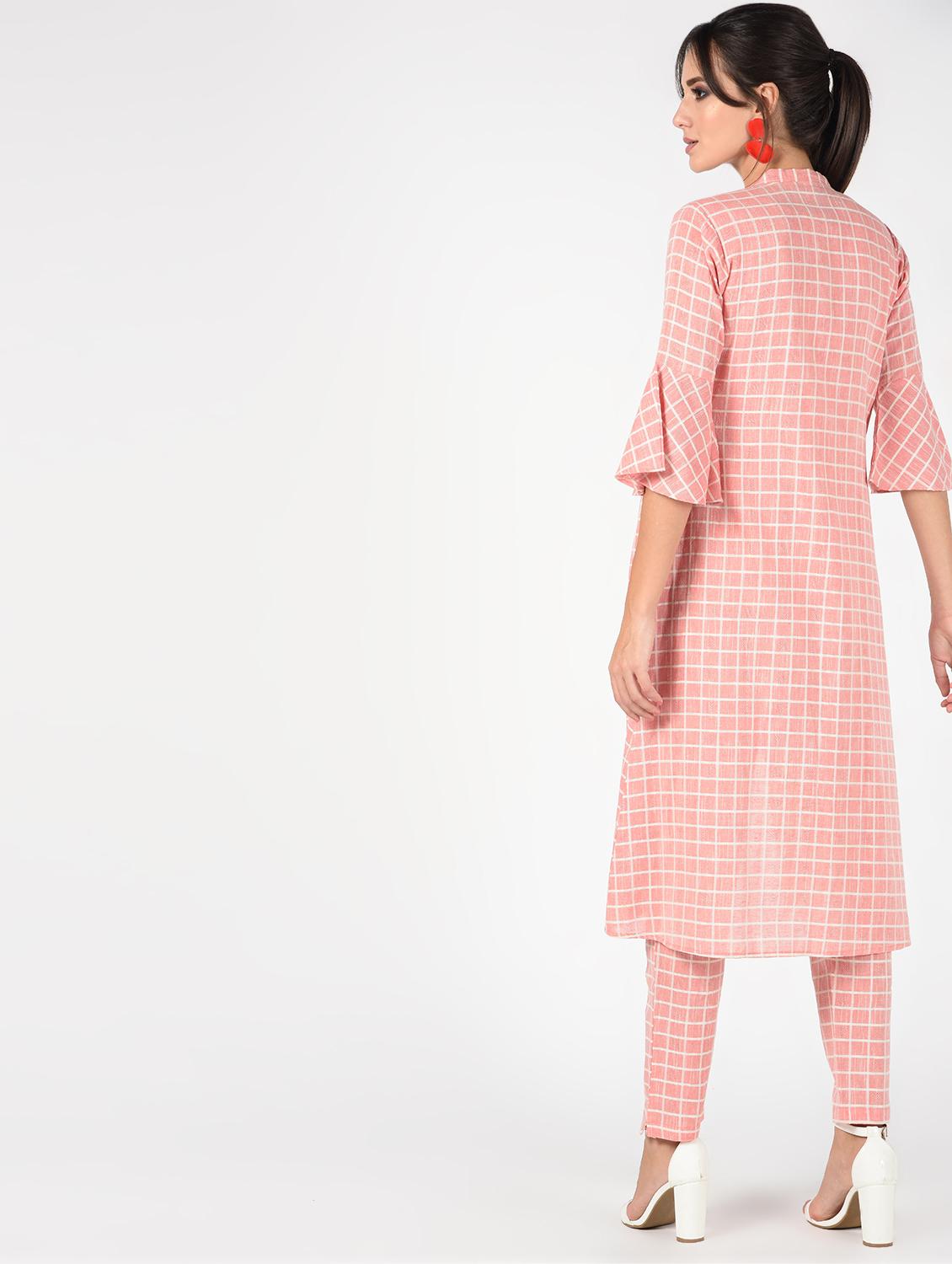 checkered top pant with jacket set - 16346405 - Standard Image - 3