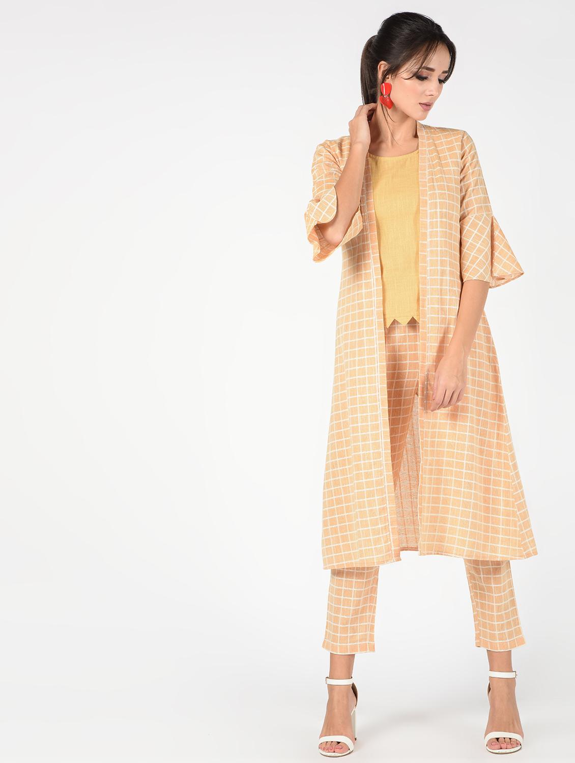 checkered top pant with jacket set - 16346406 -  Zoom Image - 0