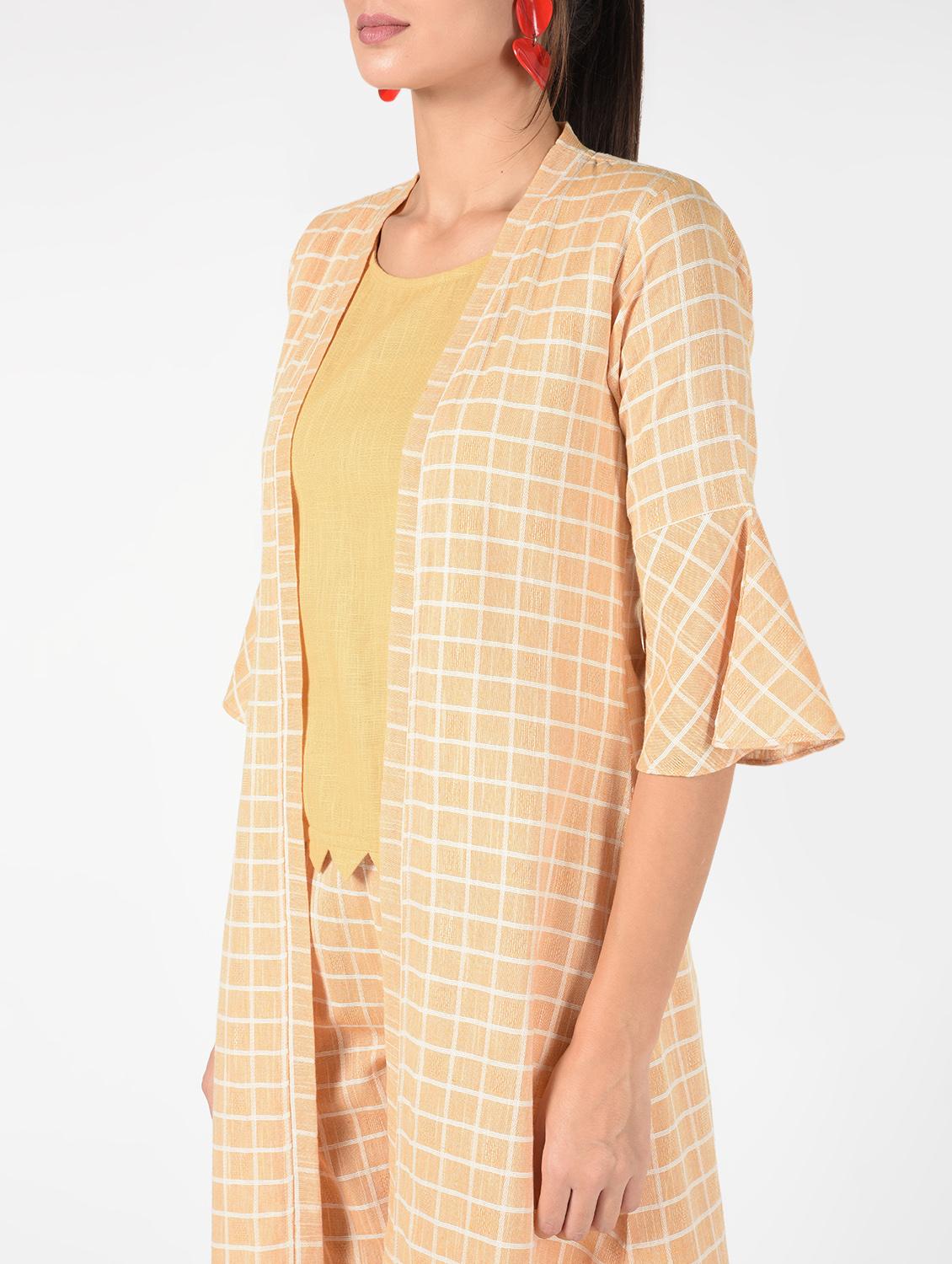 checkered top pant with jacket set - 16346406 - Standard Image - 3