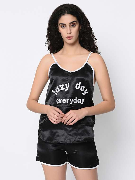 contrast piped nightwear set - 16347042 - Zoom Image - 0