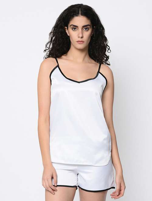 contrast piped nightwear set - 16347046 -  Standard Image - 0