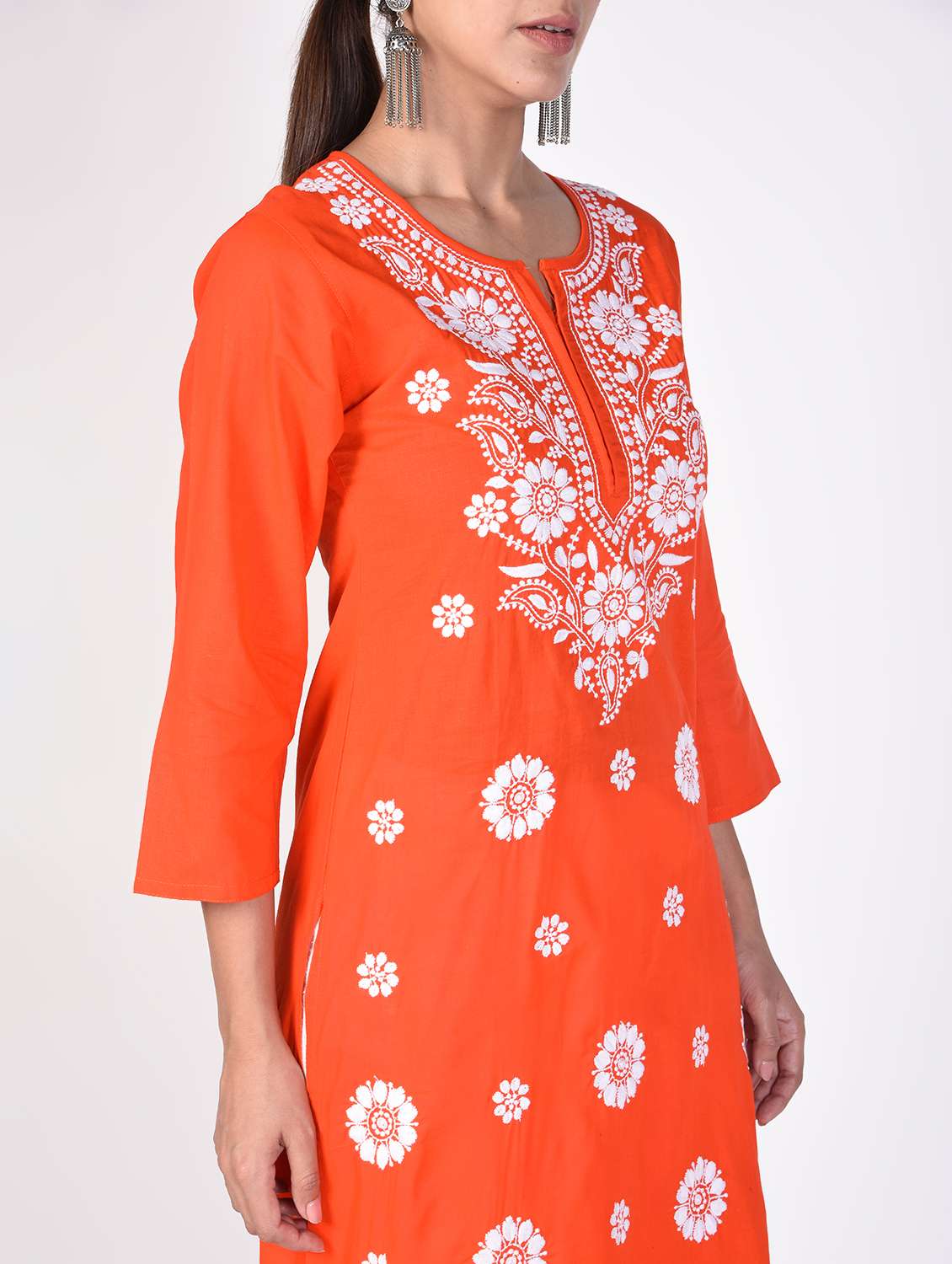chikankari straight kurta - 16347070 - Standard Image - 3