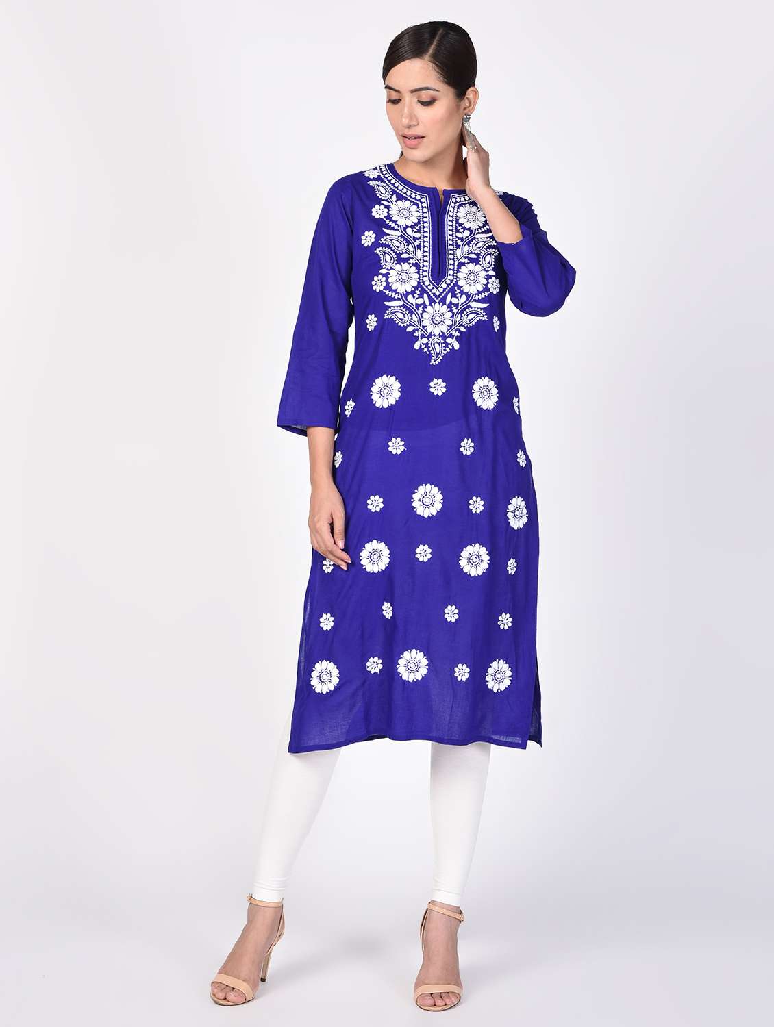 chikankari straight kurta - 16347071 - Zoom Image - 0