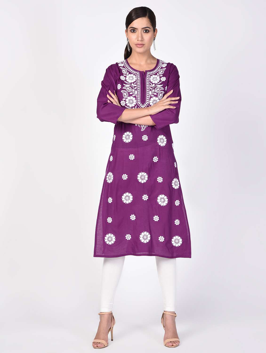 chikankari straight kurta - 16347072 - Zoom Image - 0