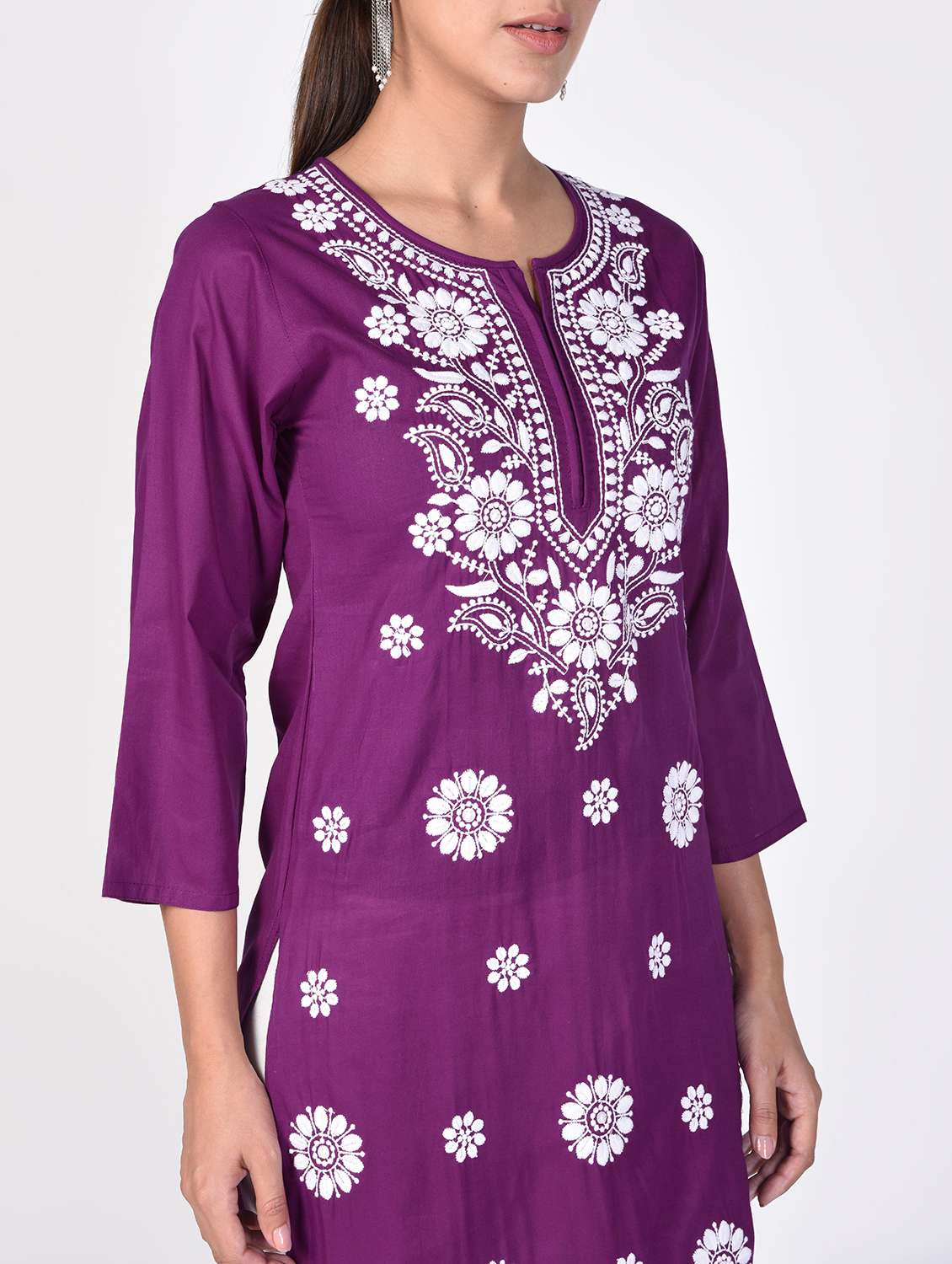 chikankari straight kurta - 16347072 - Standard Image - 3