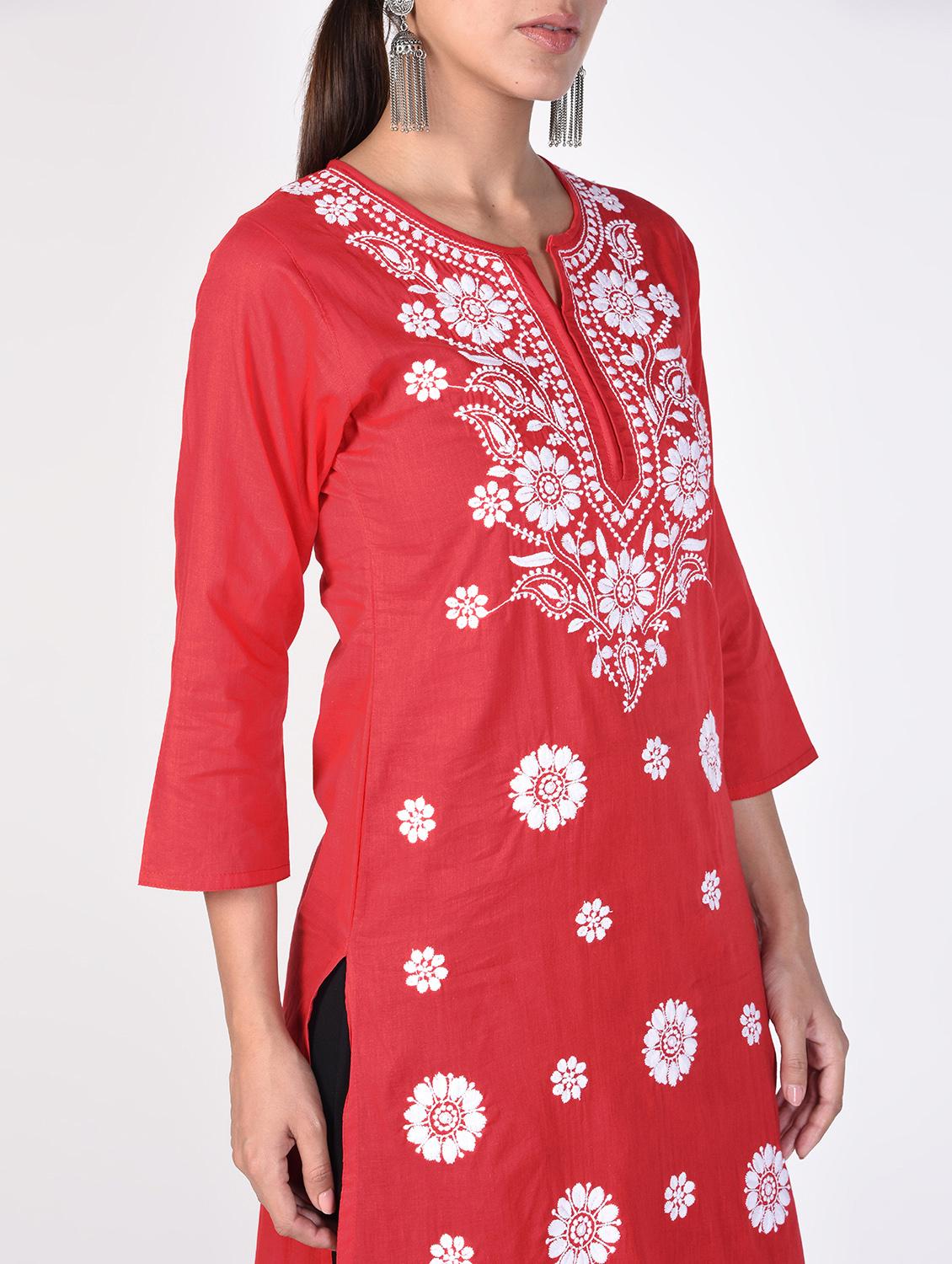 chikankari straight kurta - 16347074 - Standard Image - 3