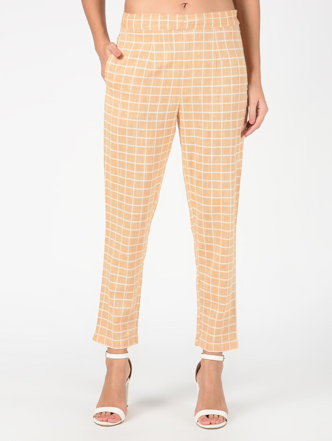 high rise checkered trouser - 16347138 - Zoom Image - 0