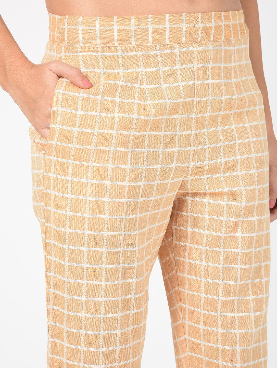 high rise checkered trouser - 16347138 - Standard Image - 5