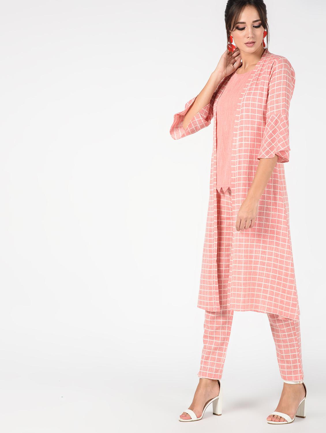 high rise checkered trouser - 16347139 - Standard Image - 3