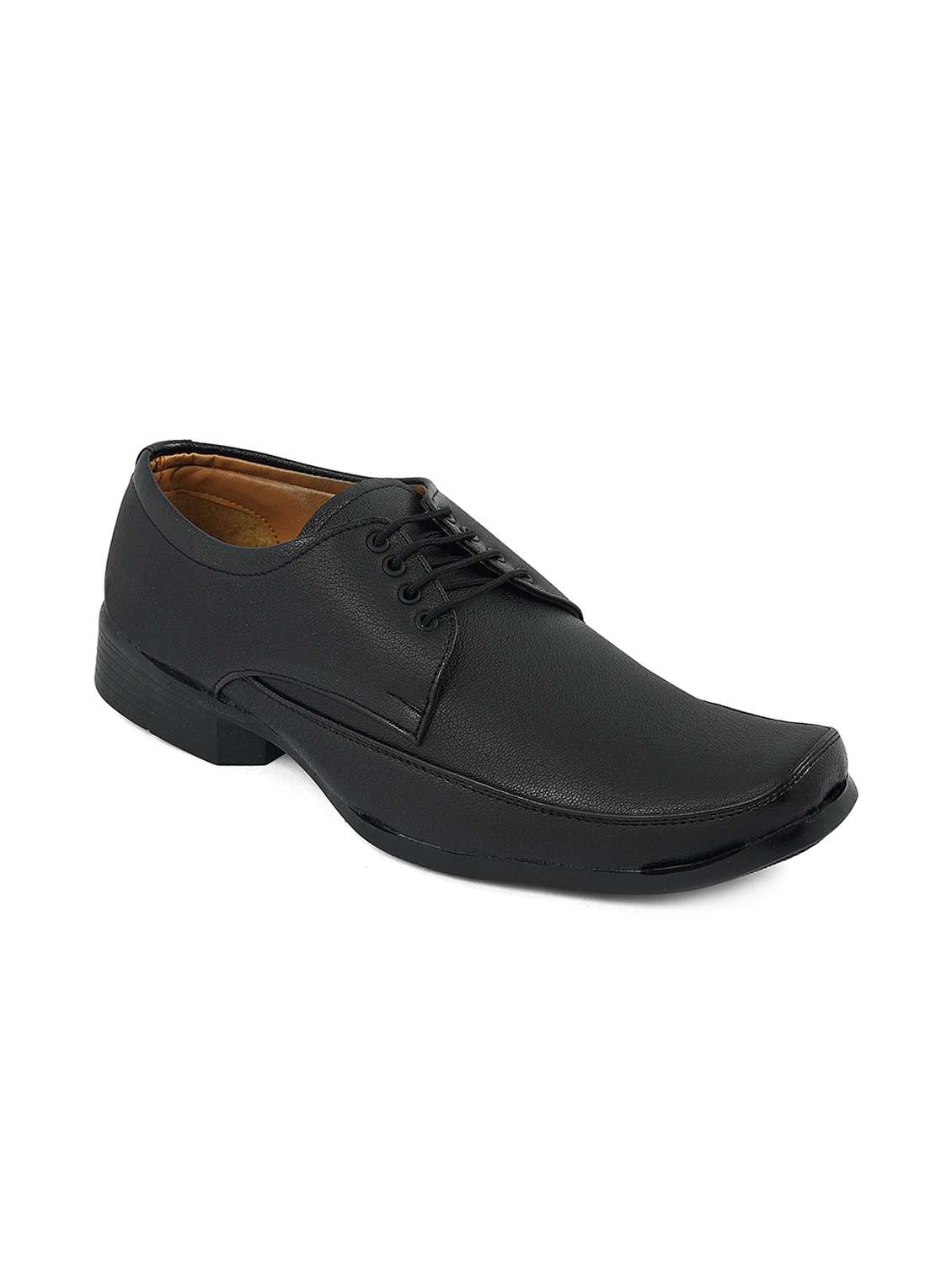 black leatherette lace-up derbys