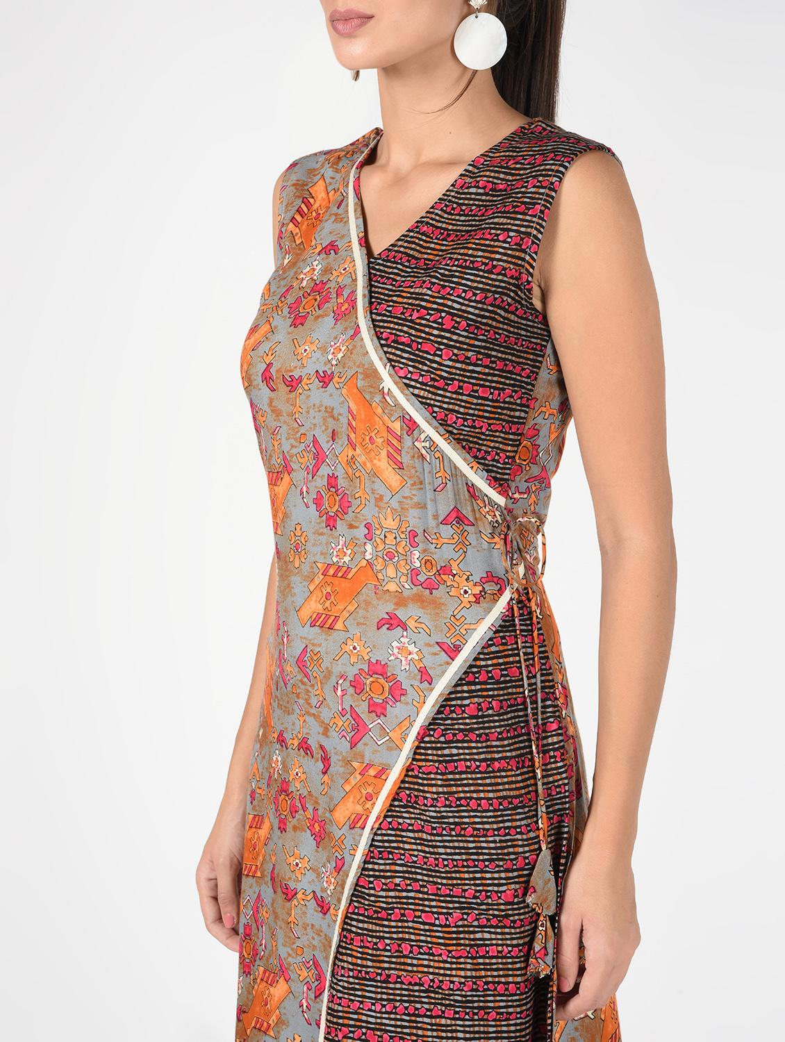 printed angrakha kurta pant set - 16348797 - Standard Image - 3