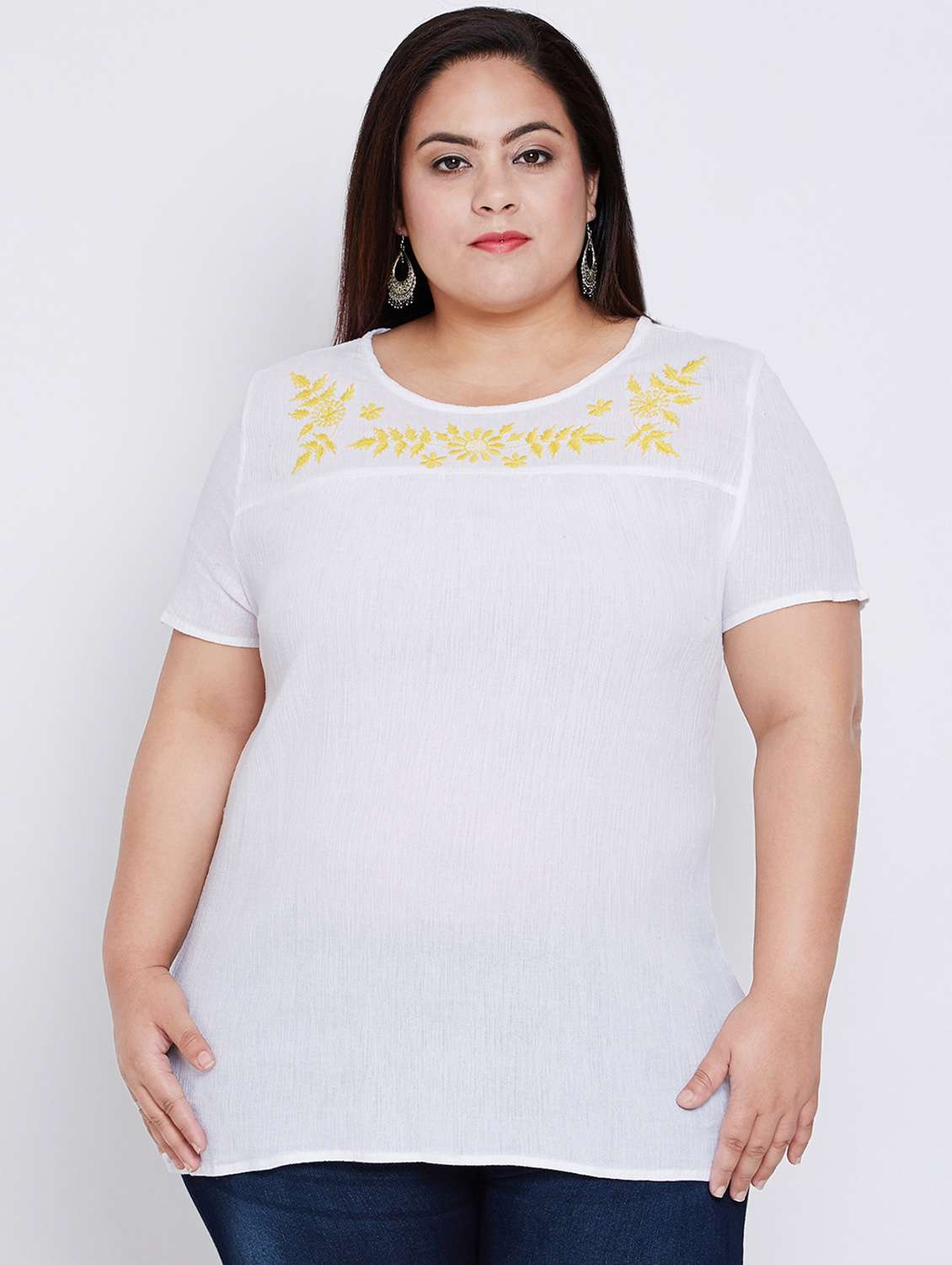 round neck floral plus tunic