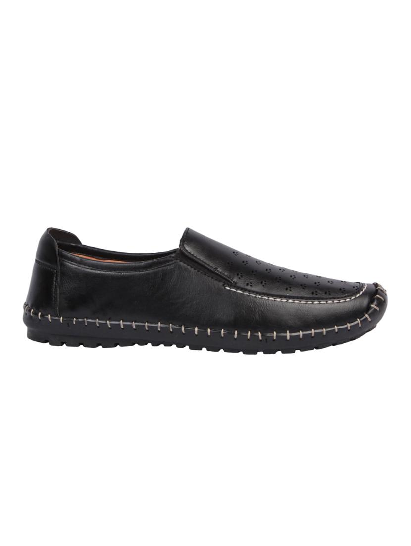 black leatherette slip on loafers - 16350888 -  Zoom Image - 0