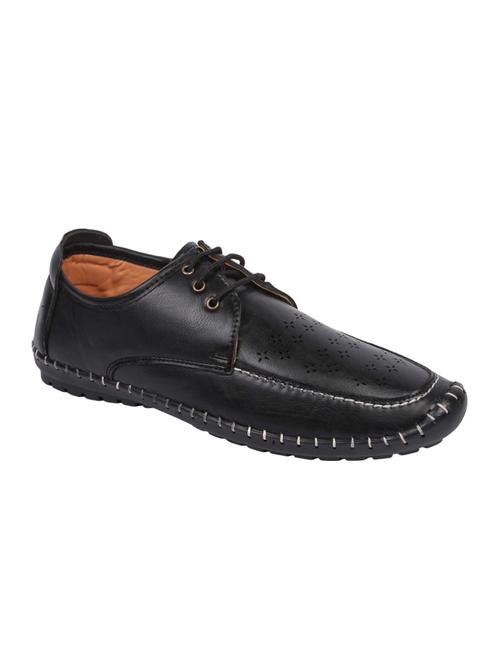 black leatherette lace up shoes - 16350890 - Standard Image - 0
