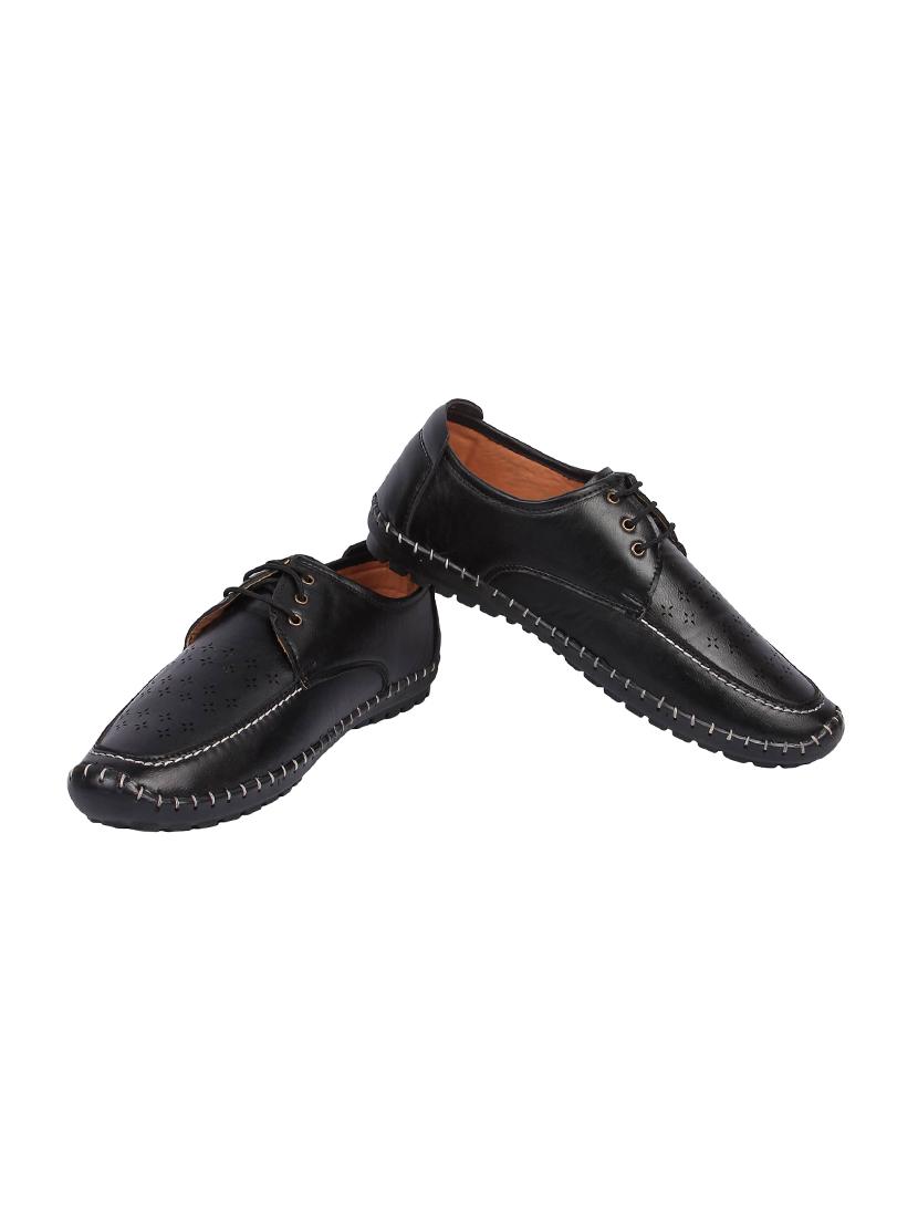 black leatherette lace up shoes - 16350890 - Standard Image - 3