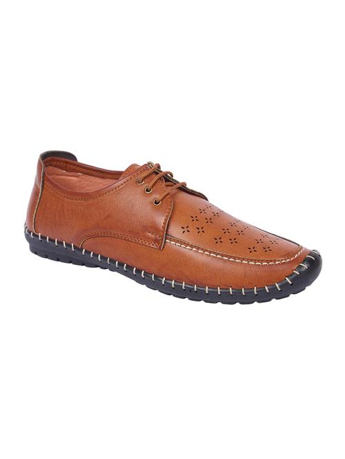 tan leatherette lace up shoes - 16350891 -  Standard Image - 0