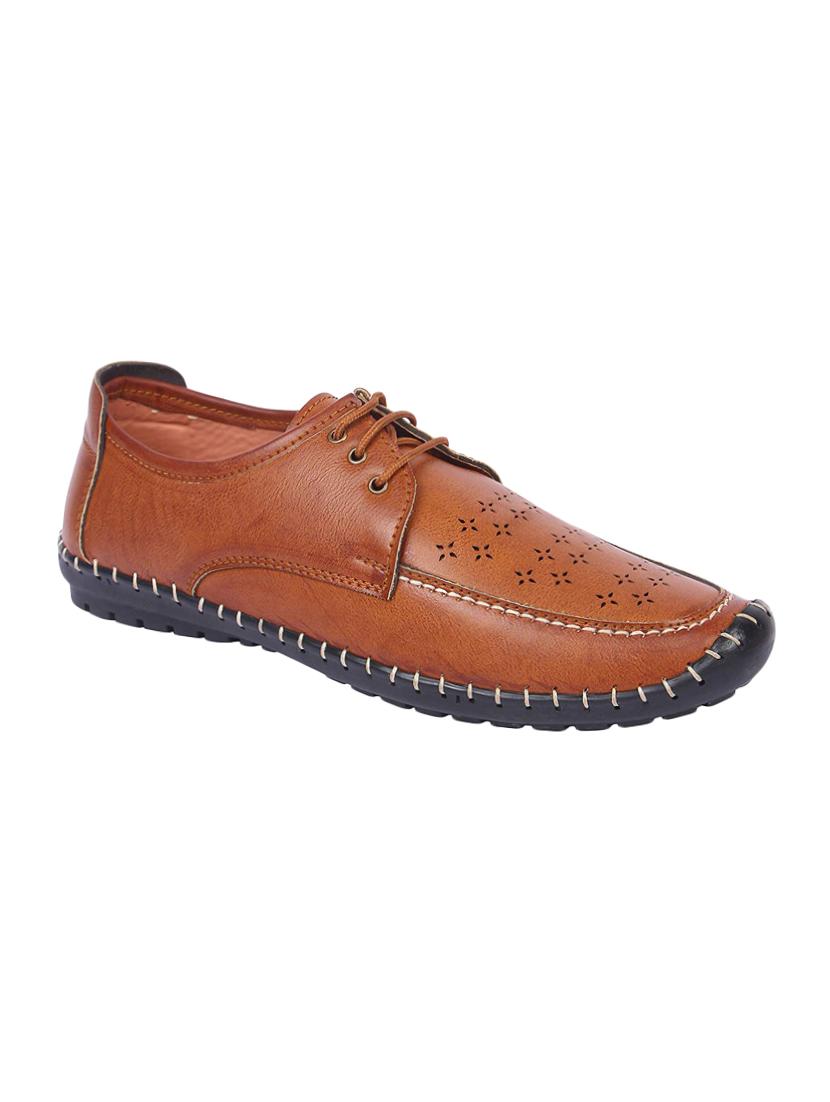 tan leatherette lace up shoes - 16350891 -  Zoom Image - 0