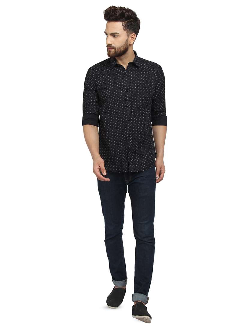 mens micro print casual shirt - 16351770 -  Standard Image - 3