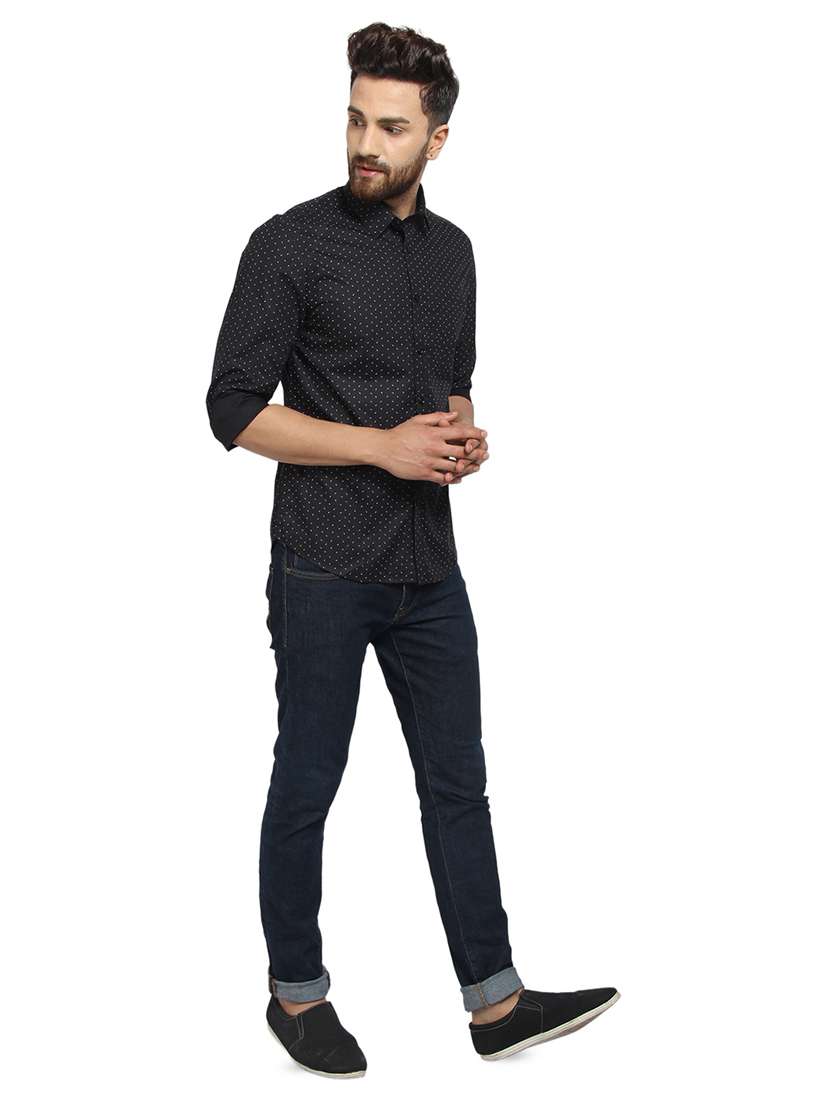 mens micro print casual shirt - 16351772 - Standard Image - 3