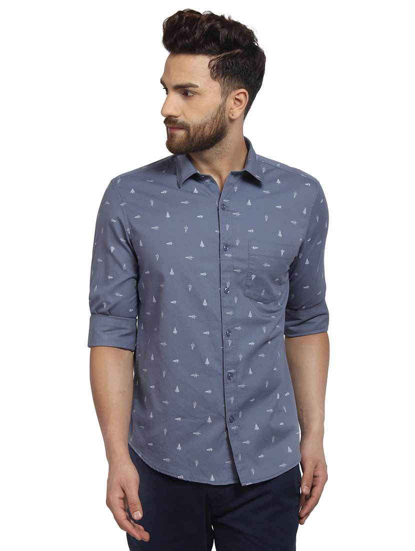 blue printed casual shirt - 16351780 -  Zoom Image - 0