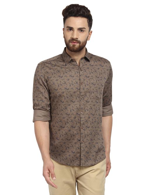 olive green printed casual shirt - 16351785 - Standard Image - 0